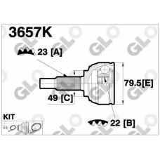3657K GLO Шарнирный комплект, приводной вал