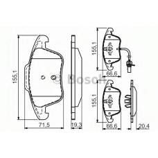 0 986 494 538 BOSCH Комплект тормозных колодок, дисковый тормоз