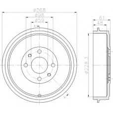 8DT 355 301-091 HELLA PAGID Тормозной барабан