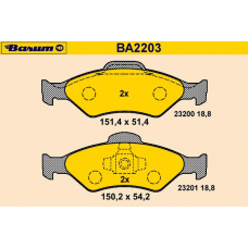BA2203 BARUM Комплект тормозных колодок, дисковый тормоз