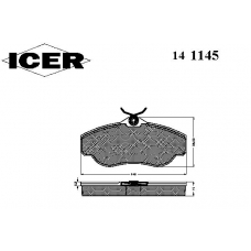 141145 ICER Комплект тормозных колодок, дисковый тормоз