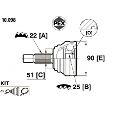 10.098 PEX Шарнир, приводной вал