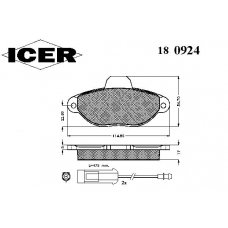 180924 ICER Комплект тормозных колодок, дисковый тормоз