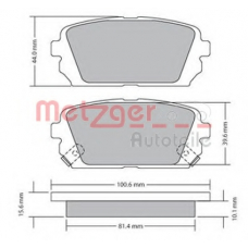 1170522 METZGER Комплект тормозных колодок, дисковый тормоз