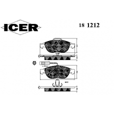 181212 ICER Комплект тормозных колодок, дисковый тормоз
