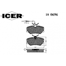 180696 ICER Комплект тормозных колодок, дисковый тормоз