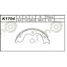 K1704 ASIMCO Комплект тормозных колодок