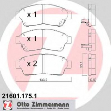 21601.175.1 ZIMMERMANN Комплект тормозных колодок, дисковый тормоз