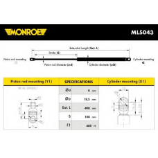 ML5043 MONROE Газовая пружина, крышка багажник