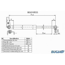 BGS10533 BUGIAD Газовая пружина, крышка багажник