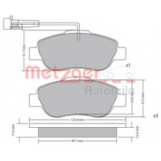 1170382 METZGER Комплект тормозных колодок, дисковый тормоз
