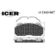 151163-067 ICER Комплект тормозных колодок, дисковый тормоз