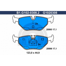B1.G102-0308.2 GALFER Комплект тормозных колодок, дисковый тормоз