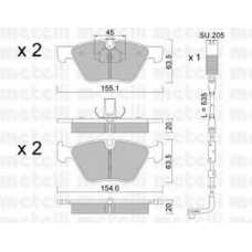 22-0557-3K METELLI Комплект тормозных колодок, дисковый тормоз