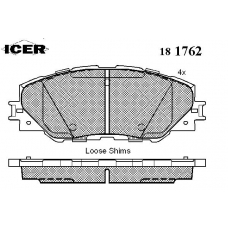 181762 ICER Комплект тормозных колодок, дисковый тормоз