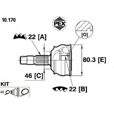 10.170 PEX Шарнир, приводной вал