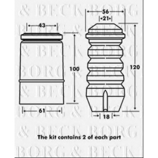 BPK7077 BORG & BECK Пылезащитный комплект, амортизатор