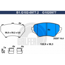 B1.G102-0977.2 GALFER Комплект тормозных колодок, дисковый тормоз