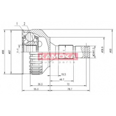 6962 KAMOKA Шарнирный комплект, приводной вал