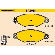 BA2088 BARUM Комплект тормозных колодок, дисковый тормоз