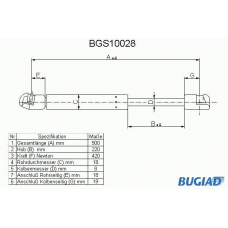 BGS10028 BUGIAD Газовая пружина, крышка багажник