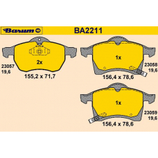 BA2211 BARUM Комплект тормозных колодок, дисковый тормоз