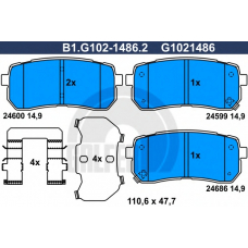 B1.G102-1486.2 GALFER Комплект тормозных колодок, дисковый тормоз