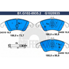 B1.G102-0935.2 GALFER Комплект тормозных колодок, дисковый тормоз