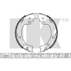 2752850 NK Комплект тормозных колодок, стояночная тормозная с