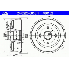 24.0220-0038.1 ATE Тормозной барабан