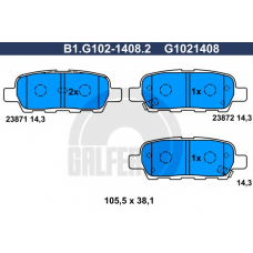 B1.G102-1408.2 GALFER Комплект тормозных колодок, дисковый тормоз