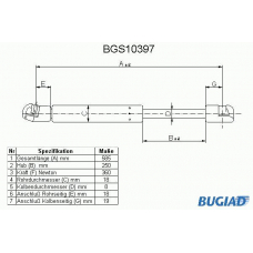 BGS10397 BUGIAD Газовая пружина, крышка багажник