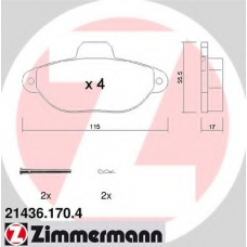 21436.170.4 ZIMMERMANN Комплект тормозных колодок, дисковый тормоз