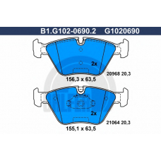 B1.G102-0690.2 GALFER Комплект тормозных колодок, дисковый тормоз