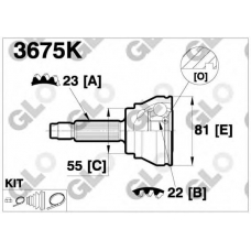 3675K GLO Шарнирный комплект, приводной вал