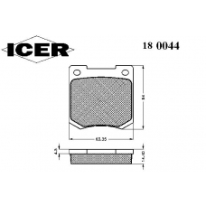 180044 ICER Комплект тормозных колодок, дисковый тормоз