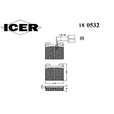 180532 ICER Комплект тормозных колодок, дисковый тормоз