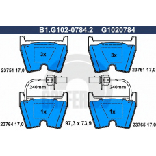 B1.G102-0784.2 GALFER Комплект тормозных колодок, дисковый тормоз