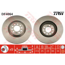 DF4064 TRW Тормозной диск