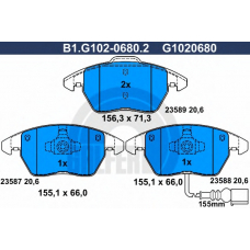 B1.G102-0680.2 GALFER Комплект тормозных колодок, дисковый тормоз