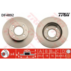 DF4892 TRW Тормозной диск