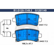 B1.G120-1149.2 GALFER Комплект тормозных колодок, дисковый тормоз