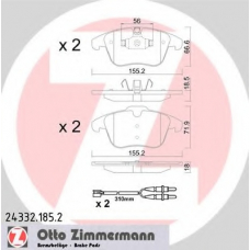 24332.185.2 ZIMMERMANN Комплект тормозных колодок, дисковый тормоз