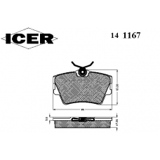 141167 ICER Комплект тормозных колодок, дисковый тормоз