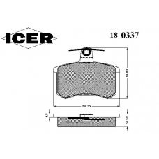 180337 ICER Комплект тормозных колодок, дисковый тормоз