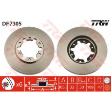 DF7305 TRW Тормозной диск