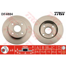 DF4884 TRW Тормозной диск