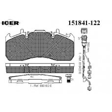 151841-122 ICER Комплект тормозных колодок, дисковый тормоз