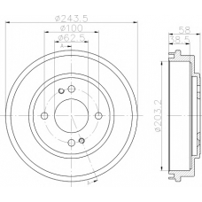 8DT 355 301-041 HELLA PAGID Тормозной барабан