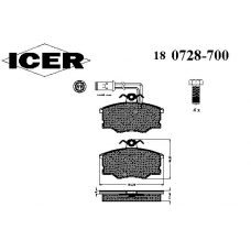 180728-700 ICER Комплект тормозных колодок, дисковый тормоз